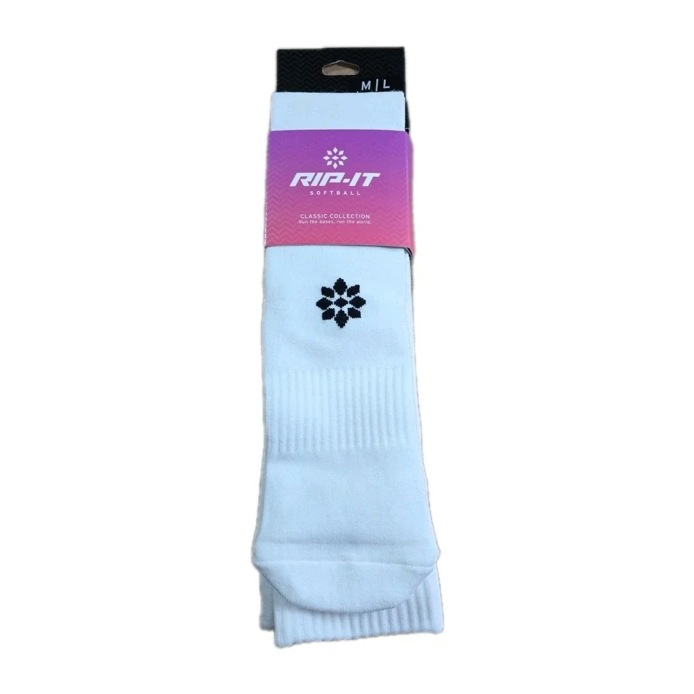 RIP-IT Over The Knee Softball Socks Classic M/L WHITE NWT